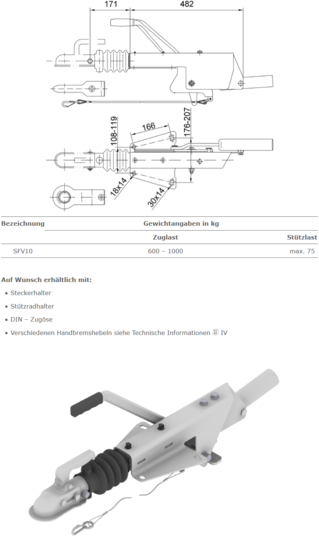 Auflaufeinrichtung SFV10A (700 kg-1.000 kg) der Schlegl GmbH