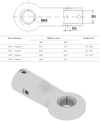 DIN-Zugöse (Typ 40) der Schlegl GmbH