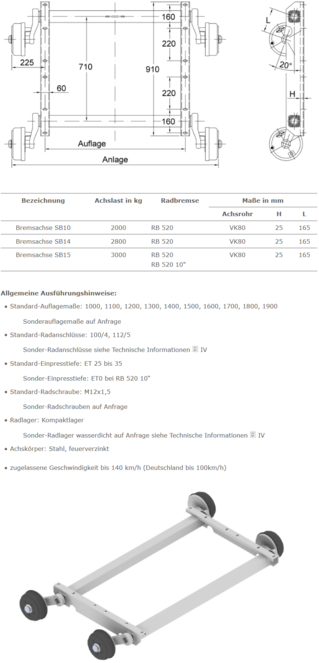 Tandemachse (2.000 kg-3.000 kg) der Schlegl GmbH