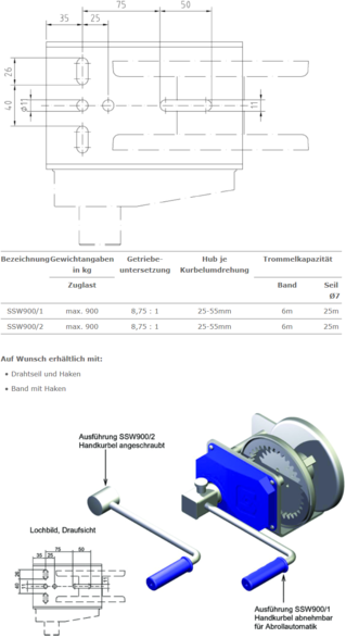 Schlegl SSW900/1 Seilwinde mit Abrollautomatik und Lastdruckbremse *NEU* 