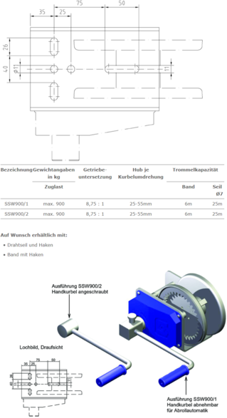 Seilwinde SSW900 (Ausführung 1 & 2) der Schlegl GmbH