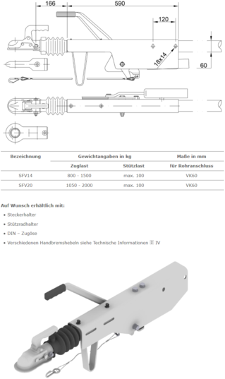 Auflaufeinrichtung SFV14B-SFV20C (800 kg-2.000 kg) der Schlegl GmbH