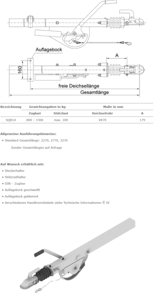 Auflaufeinrichtung SQR14 (800 kg-1.500 kg) der Schlegl GmbH
