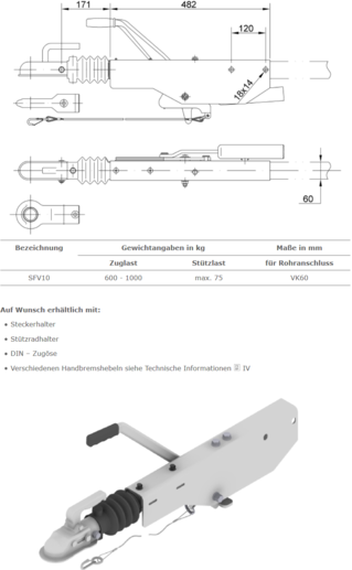 Auflaufeinrichtung SFV10B (600 kg-1.000 kg) der Schlegl GmbH