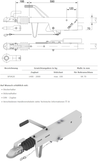 Auflaufeinrichtung SFVK20 (1.400 kg-2.000 kg) der Schlegl GmbH