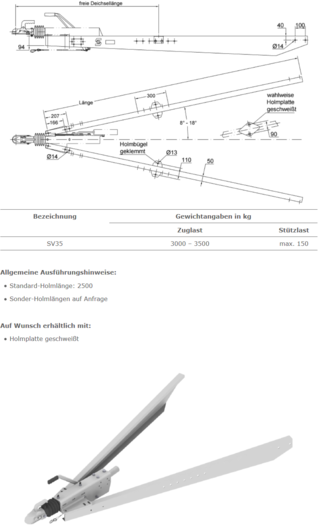 Zugholm SV35 (bis 3.500 kg) der Schlegl GmbH