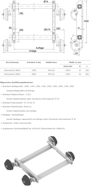 Tandemachse (3.500 kg-4.000 kg) der Schlegl GmbH